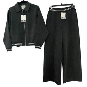 ICHI Ihkate Two Piece Sporty Jacket & Wide Leg Pants Set Sm